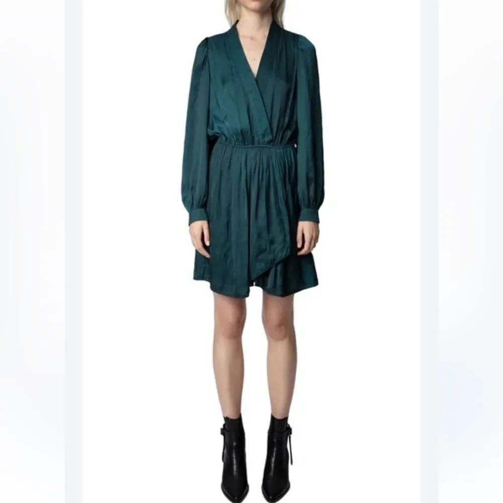 $448 Zadig & Voltaire Remember Mini Wrap Dress In Peacock NWT